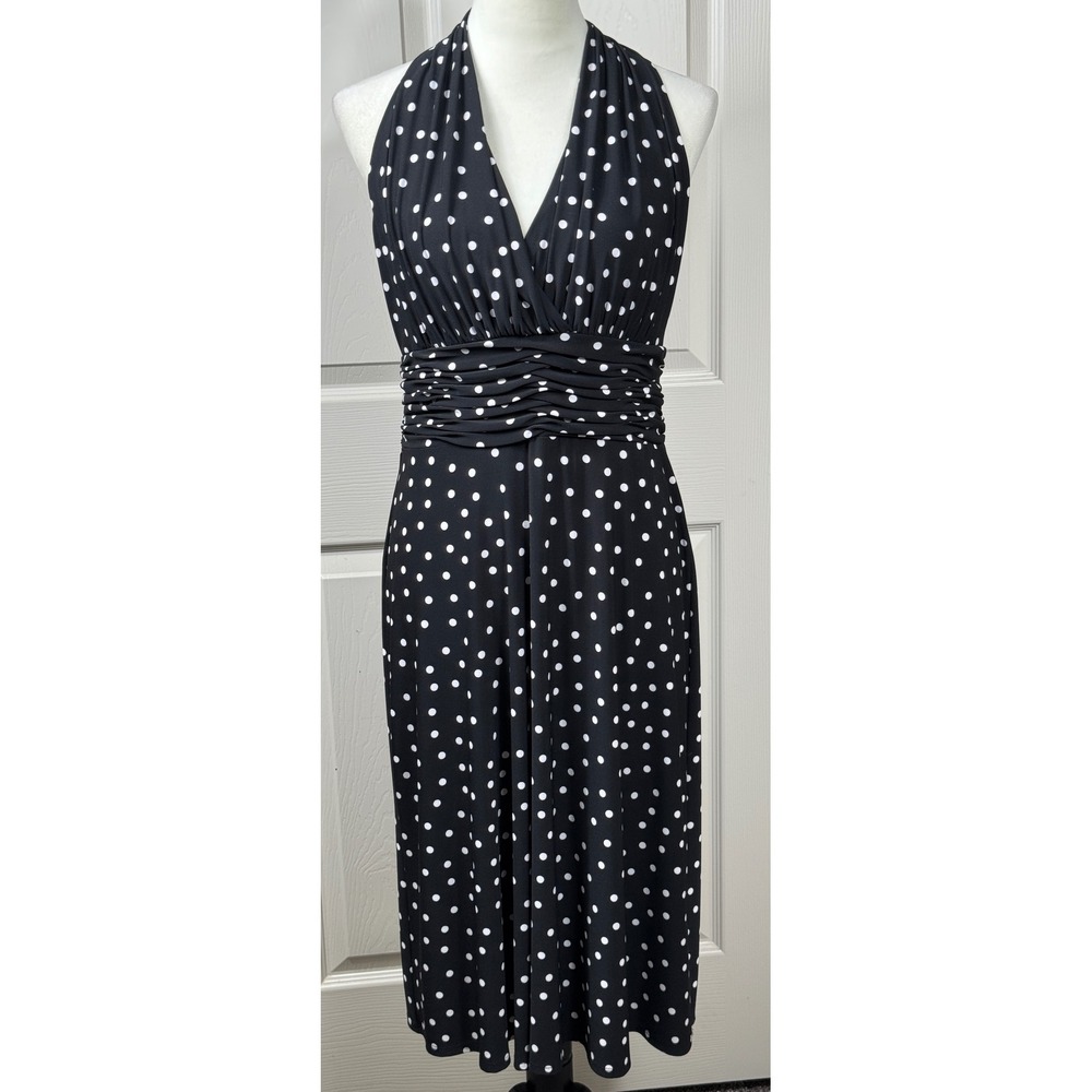 Evan Picone Women Petite Size 10 Polka Dot Dress Halter‎